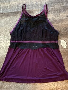 NWT Soma Cool Nights Enraptured Collection Purple Black Lace Cami